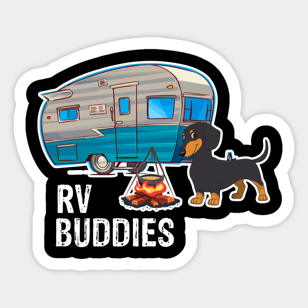 Dachshunds Dog Rv Buddies Pet Lovers Funny Camping Camper Sticker by franzaled